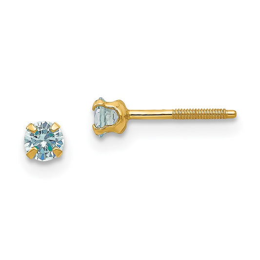14K Yellow Gold Madi K 3mm Synthetic Birthstone Stud Earrings