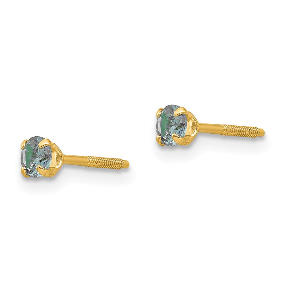 14K Yellow Gold Madi K 3mm Synthetic Birthstone Earrings