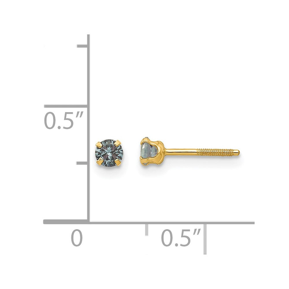 14K Yellow Gold Madi K 3mm Synthetic Birthstone Earrings