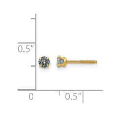 14K Yellow Gold Madi K 3mm Synthetic Birthstone Earrings