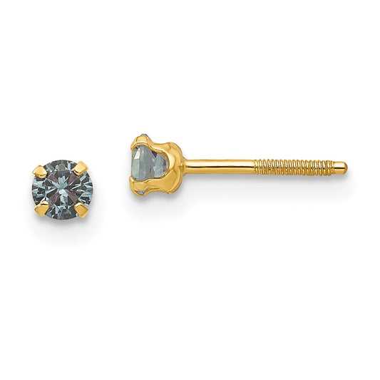 14K Yellow Gold Madi K 3mm Synthetic Birthstone Earrings