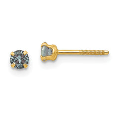 14K Yellow Gold Madi K 3mm Synthetic Birthstone Earrings