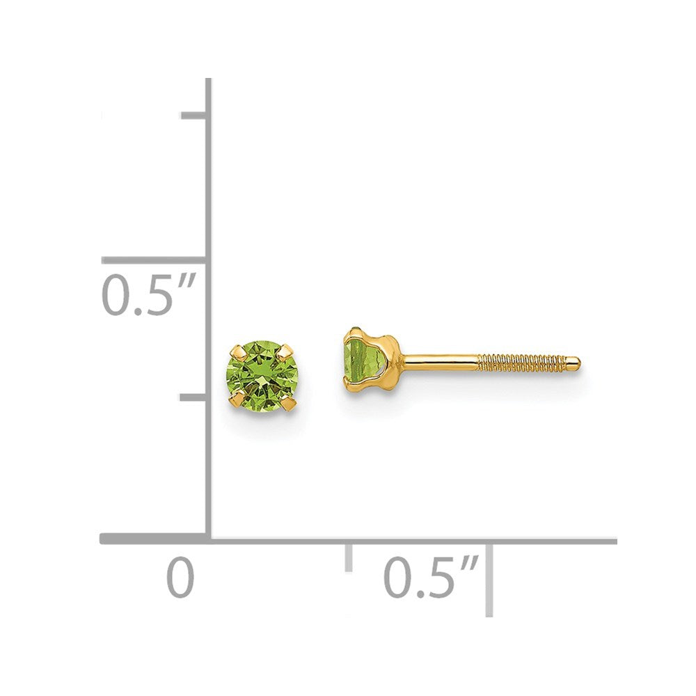 14K Yellow Gold Madi K 3mm Synthetic Peridot Stud Earrings