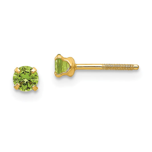 14K Yellow Gold Madi K 3mm Synthetic Peridot Stud Earrings