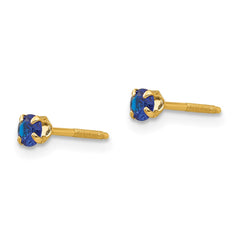 14K Yellow Gold Madi K 3mm Synthetic Birthstone Earrings