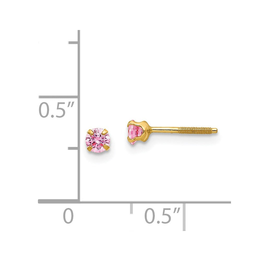 14K Yellow Gold Madi K 3mm Synthetic October Birthstone Stud Earrings