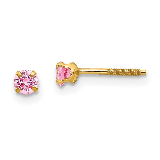 14K Yellow Gold Madi K 3mm Synthetic October Birthstone Stud Earrings