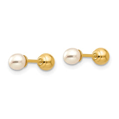 14K Yellow Gold Madi K Reversible 3.75-4mm FWC Pearl & Gold Ball Earrings