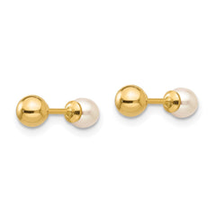 14K Yellow Gold Madi K Reversible 3.75-4mm FWC Pearl & Gold Ball Earrings