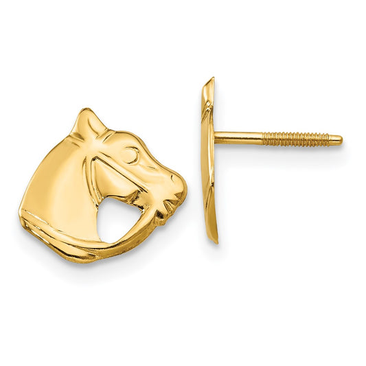 14K Yellow Gold Madi K Horse Head Earrings