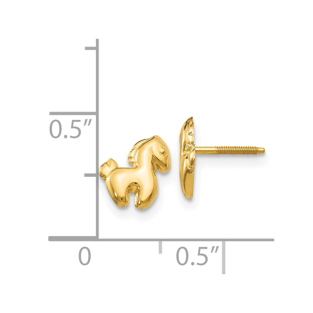 14K Yellow Gold Madi K Pony Screwback Earrings