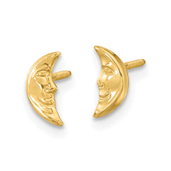 14K Yellow Gold Madi K Moon with face Post Earrings
