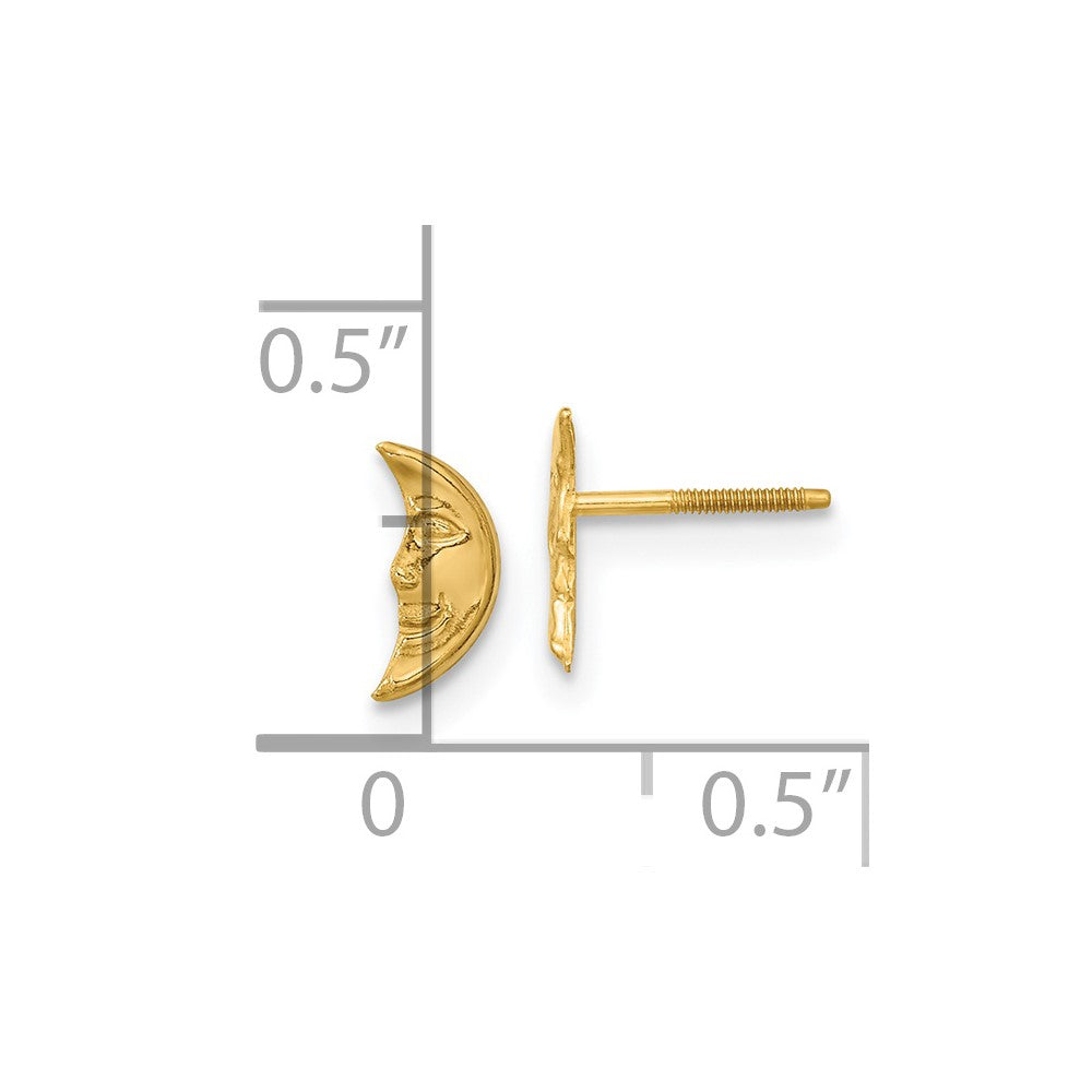 14K Yellow Gold Madi K Moon with face Post Earrings