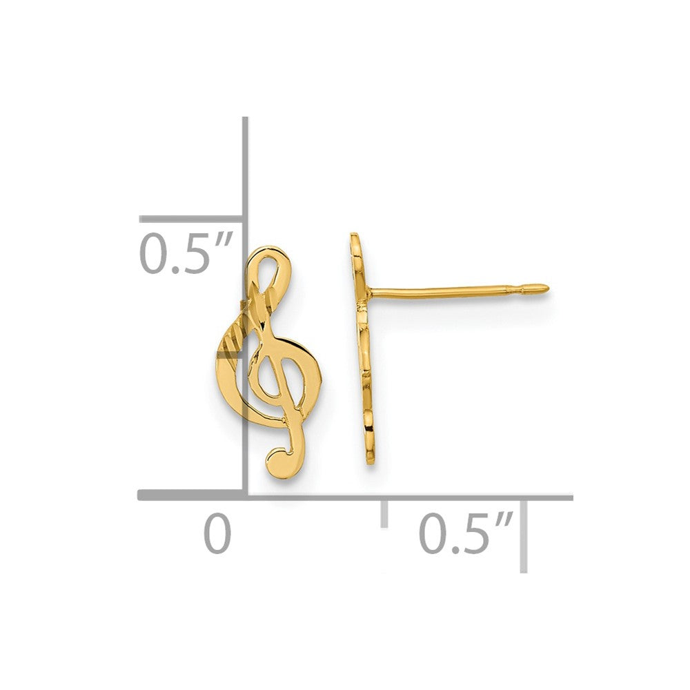 14K Yellow Gold Madi K Polished Musical Note Post Earrings