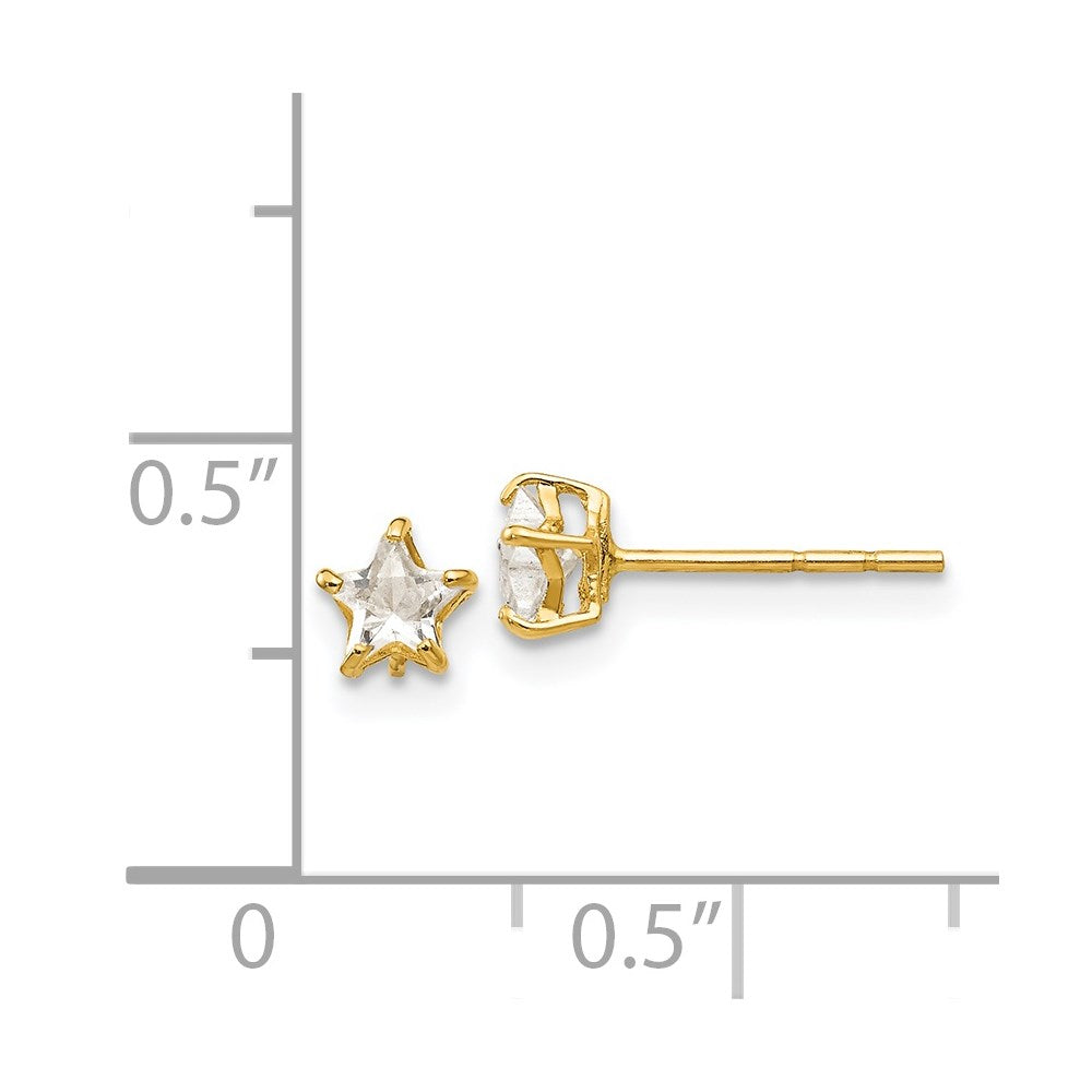 14K Yellow Gold Madi K CZ 4mm Star Post Earrings