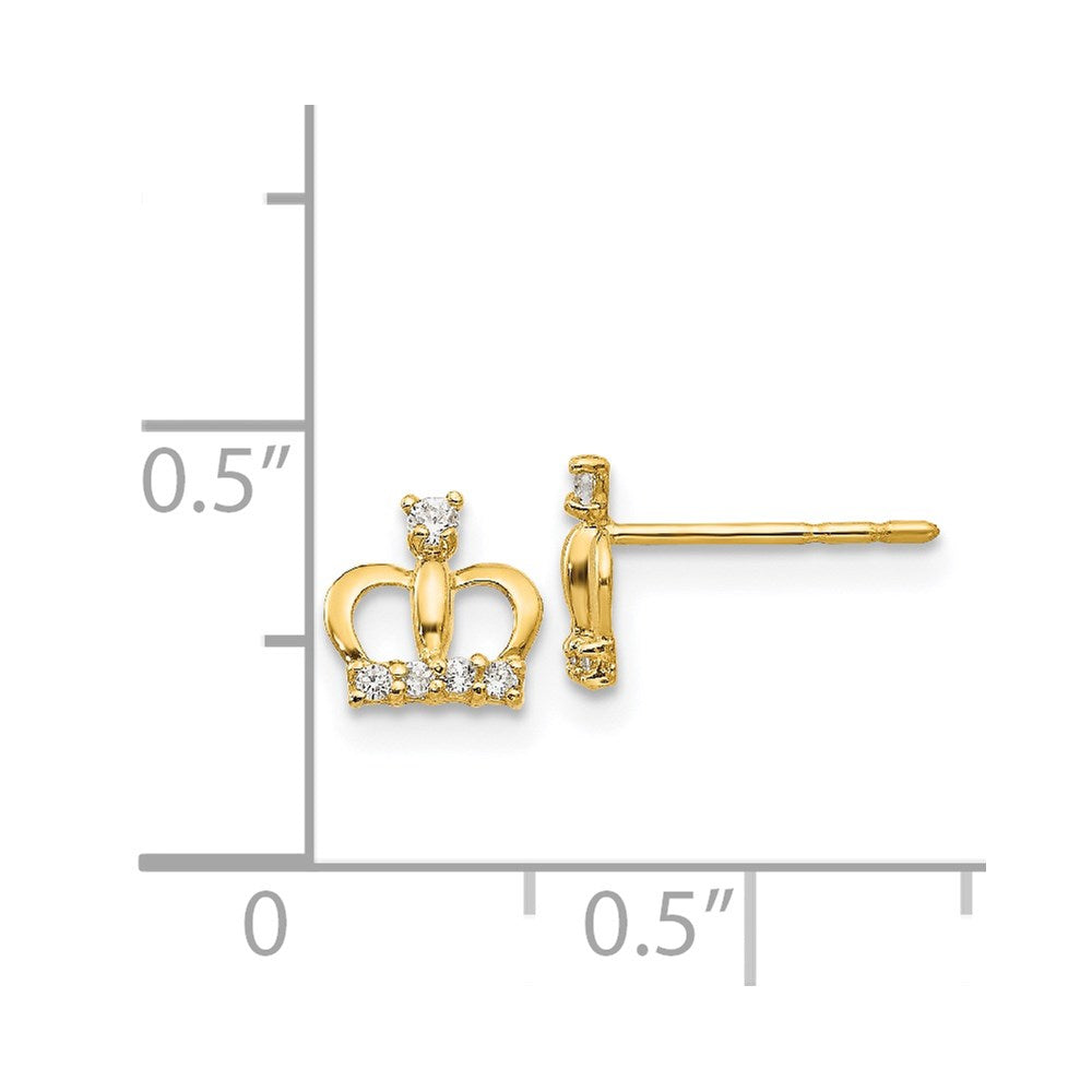 14K Yellow Gold Madi K CZ Crown Post Earrings