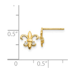 14K Yellow Gold Madi K CZ Fleur de lis Post Earrings