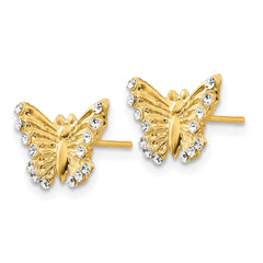 14K Two-Tone Gold Madi K CZ Butterfly Post Earrings
