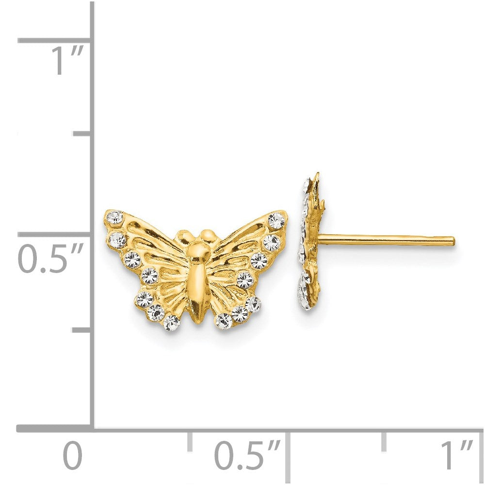14K Two-Tone Gold Madi K CZ Butterfly Post Earrings