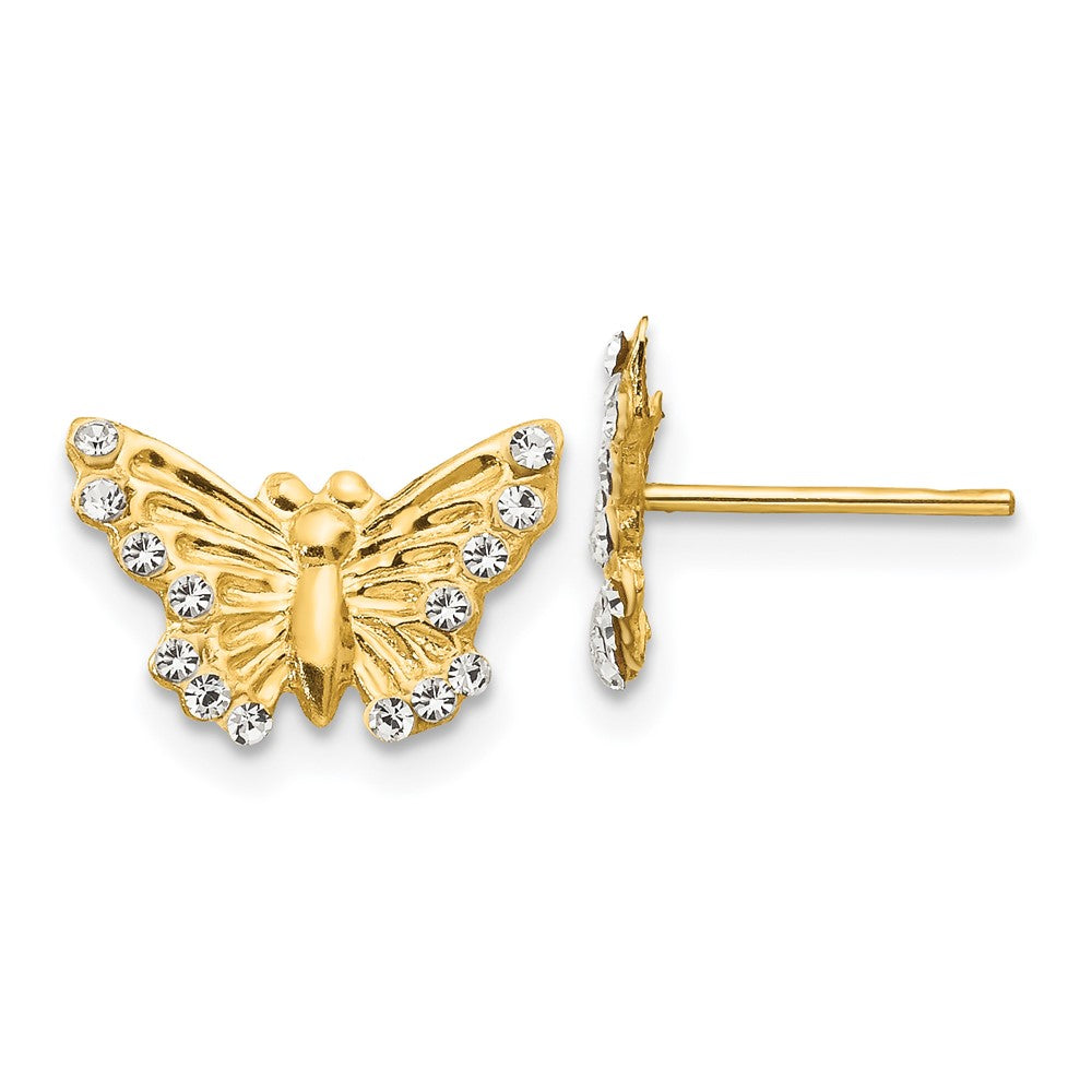 14K Two-Tone Gold Madi K CZ Butterfly Post Earrings