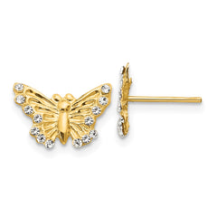 14K Two-Tone Gold Madi K CZ Butterfly Post Earrings