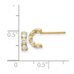14K Yellow Gold Madi K CZ Children's Five Stone Hoop Post Earrings