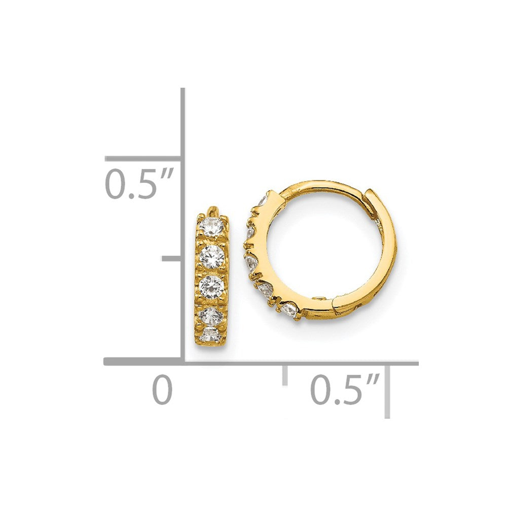 14K Yellow Gold Madi K CZ Children's Hinged Hoop Earrings