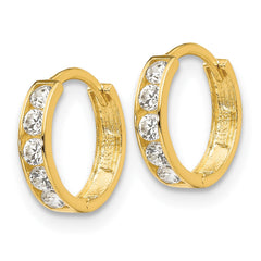 14K Yellow Gold Madi K CZ Children's Hinged Hoop Earrings