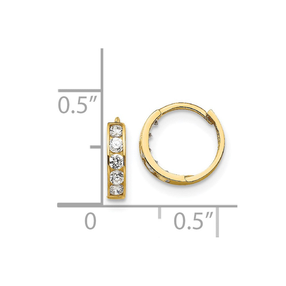 14K Yellow Gold Madi K CZ Children's Hinged Hoop Earrings