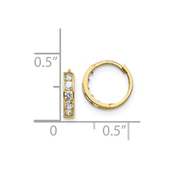 14K Yellow Gold Madi K CZ Children's Hinged Hoop Earrings