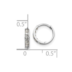 14K White Gold Madi K CZ Children's Hinged Hoop Earrings