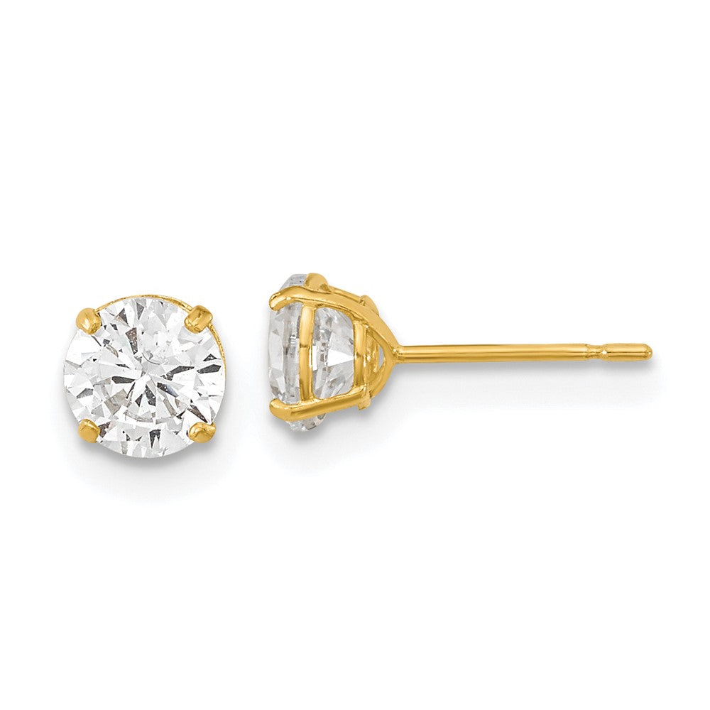 14K Yellow Gold Madi K 5mm Round CZ Basket Set Stud Earrings