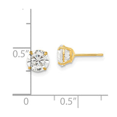 14K Yellow Gold Madi K 6mm Round CZ Basket Set Stud Earrings