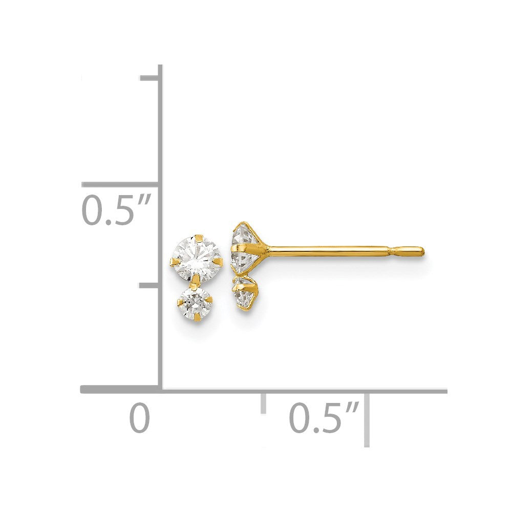14K Yellow Gold Madi K CZ Children's Post Earrings