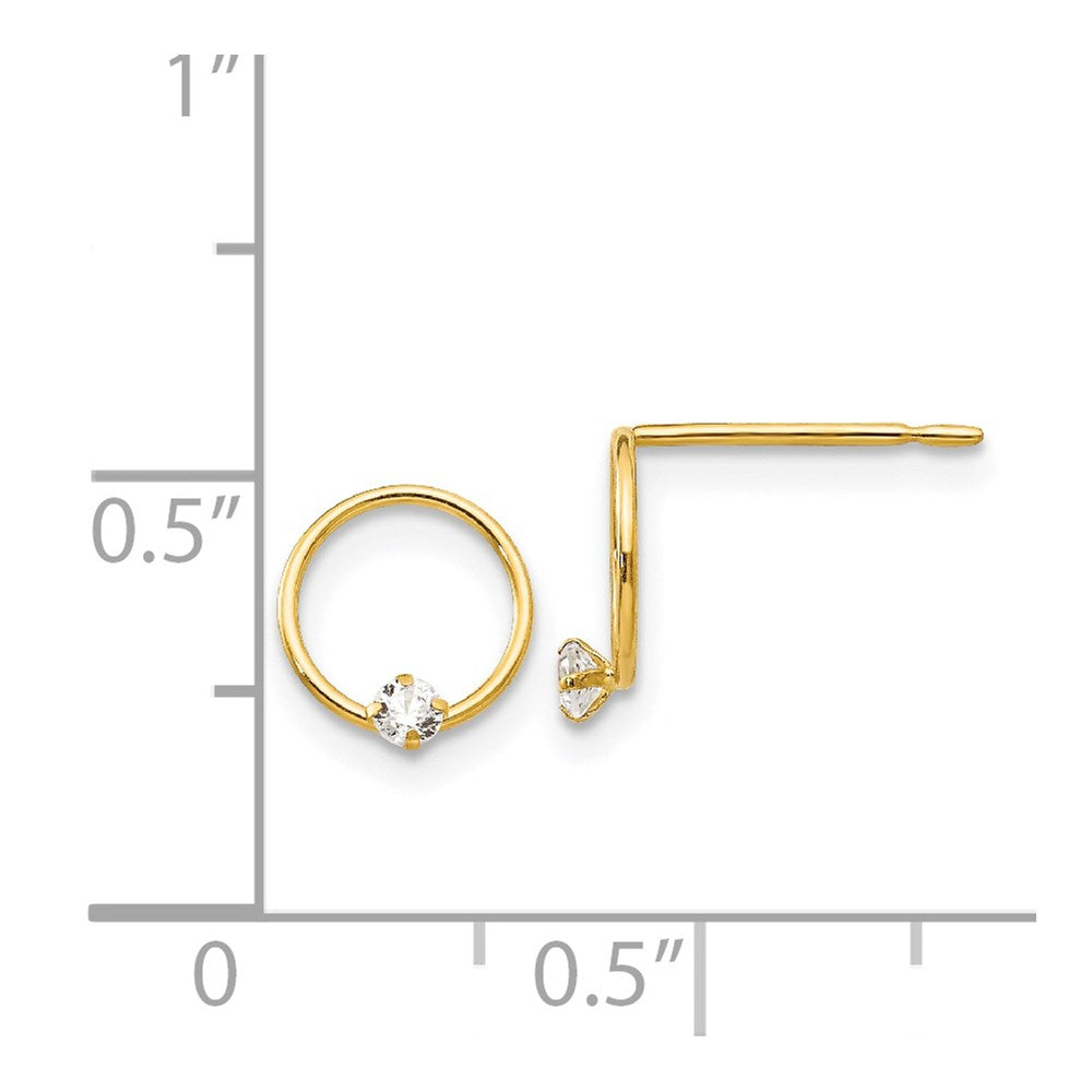 14K Yellow Gold Madi K CZ Children's Circle Post Earrings