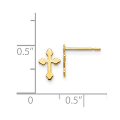 14K Yellow Gold Madi K Children's Cross Post Earrings