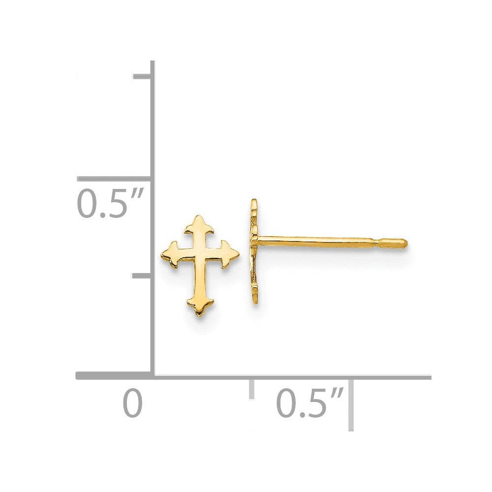 14K Yellow Gold Madi K Children's Cross Post Earrings