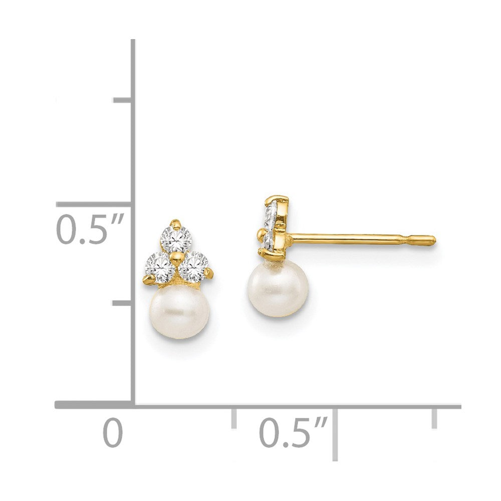 14K Yellow Gold Madi K CZ and FWC Pearl Post Earrings