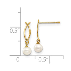 14K Yellow Gold Madi K FWC Pearl Children's Post Earrings