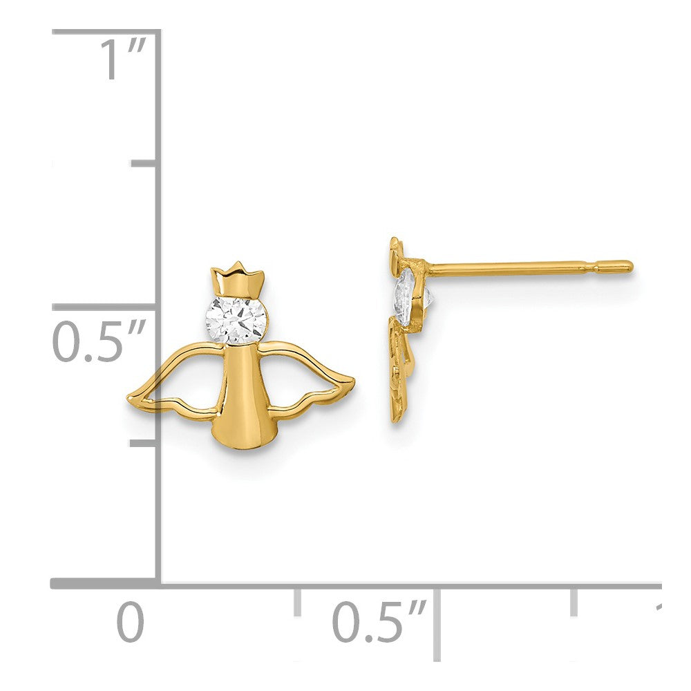 14K Yellow Gold Madi K CZ Children's Angel Post Earrings