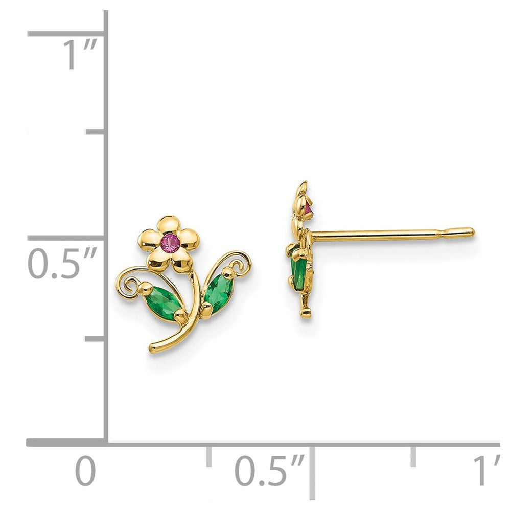 14K Yellow Gold Madi K CZ Children's Flower Post Earrings