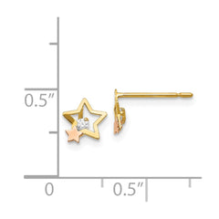 14K Yellow & Rose Gold Madi K CZ Children's Star Post Earrings