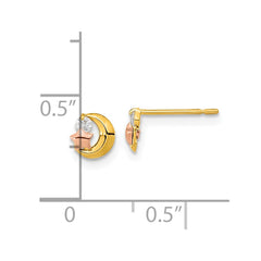 14K Tri-Color Gold Madi K CZ Moon and Star Post Earrings