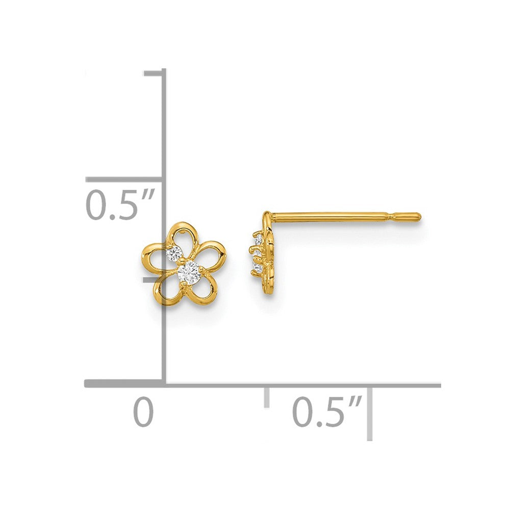 14K Yellow Gold Madi K CZ Children's Flower Post Earrings