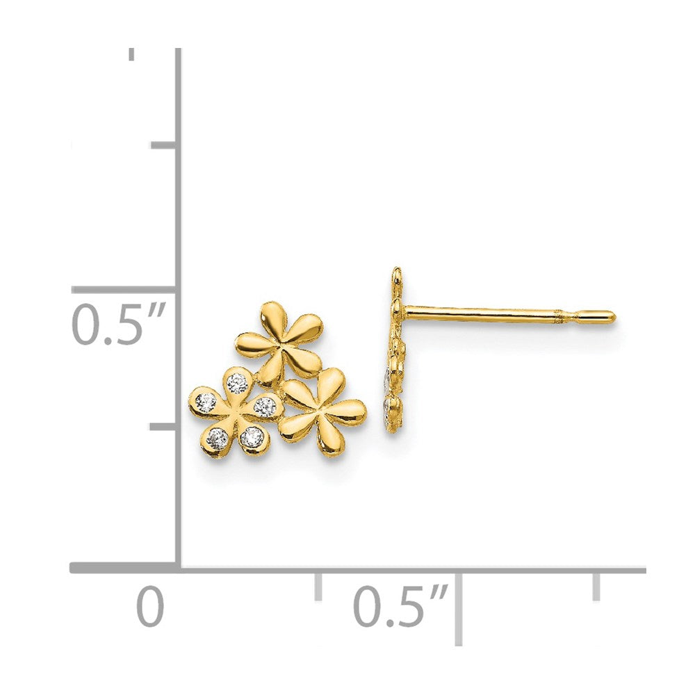 14K Yellow Gold Madi K CZ Children's Flower Post Earrings