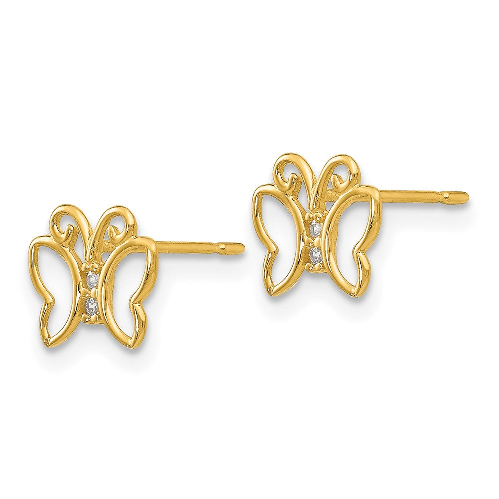 14K Yellow Gold Madi K CZ Children's Butterfly Post Earrings