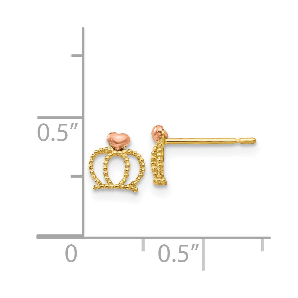 14K Yellow & Rose Gold Madi K Gold Children's Crown Post Earrings