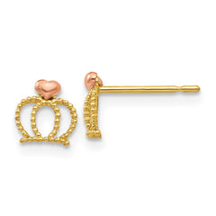 14K Yellow & Rose Gold Madi K Gold Children's Crown Post Earrings