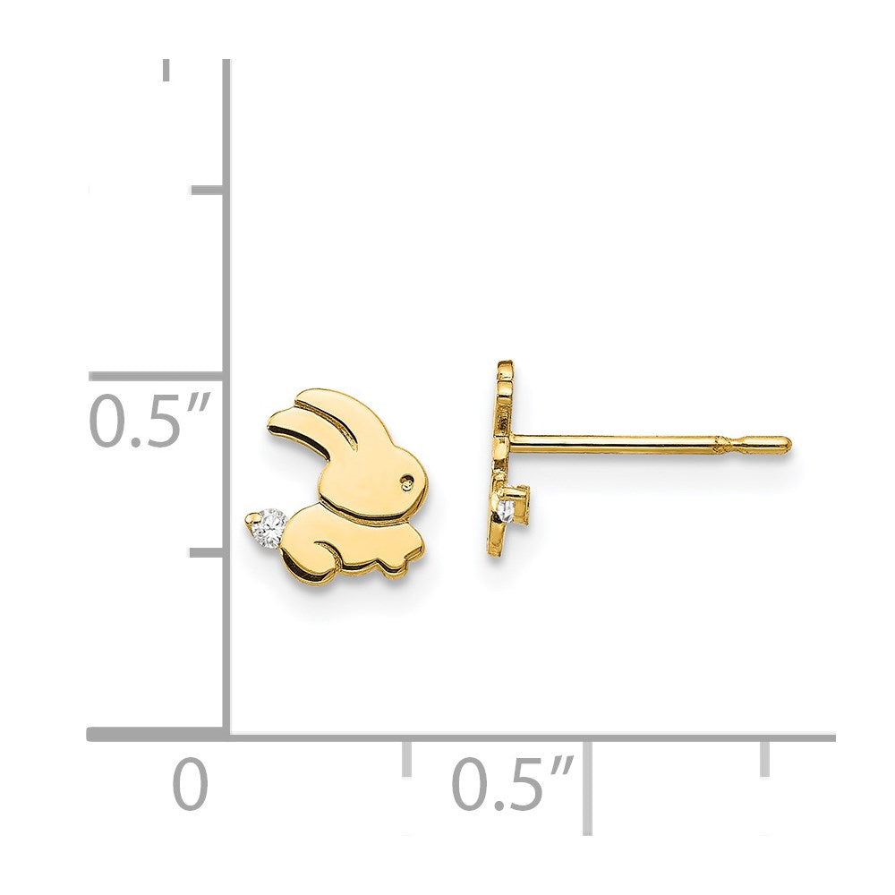 14K Yellow Gold Madi K CZ Children's Bunny Post Earrings