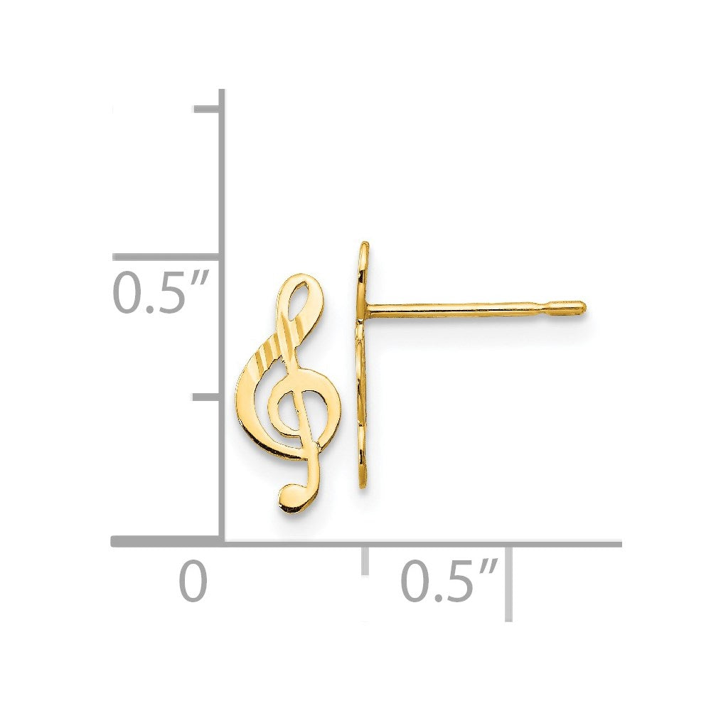 14K Yellow Gold Madi K Diamond-cut Music Note Post Earrings